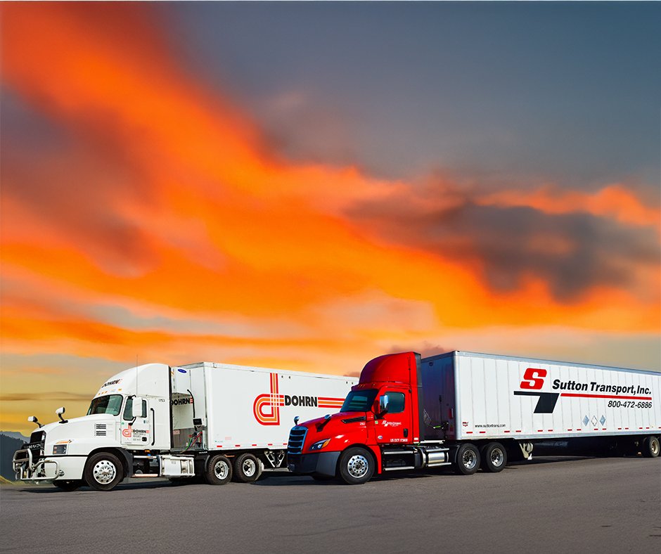 Dohrn truck side by side with Sutton Transport truck